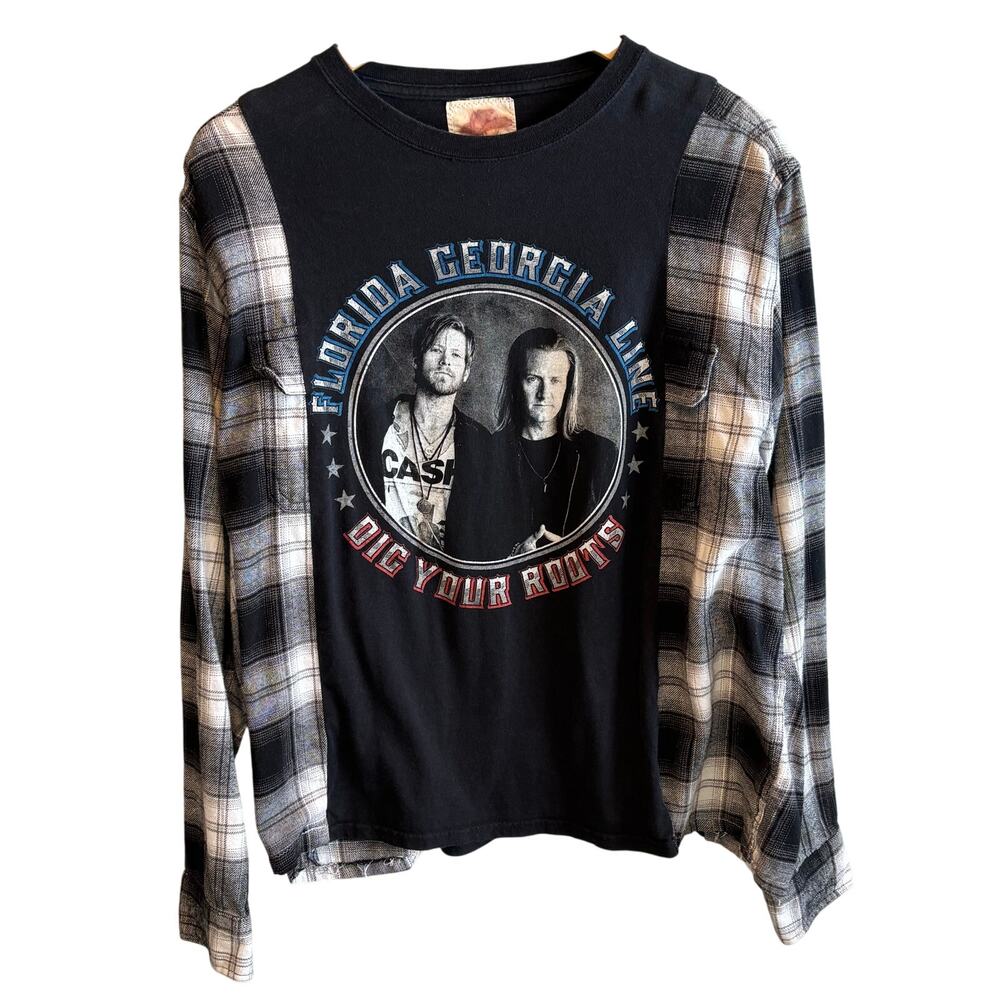 Florida Georgia Line Dig Your Roots 2016 Tour DIY Flannel Tee - size Large